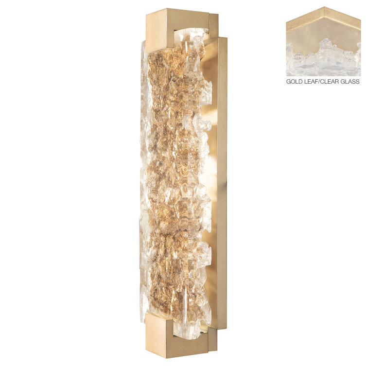 Rake Clear Gold Leaf 2-Light LED Sconce with Studio Glass