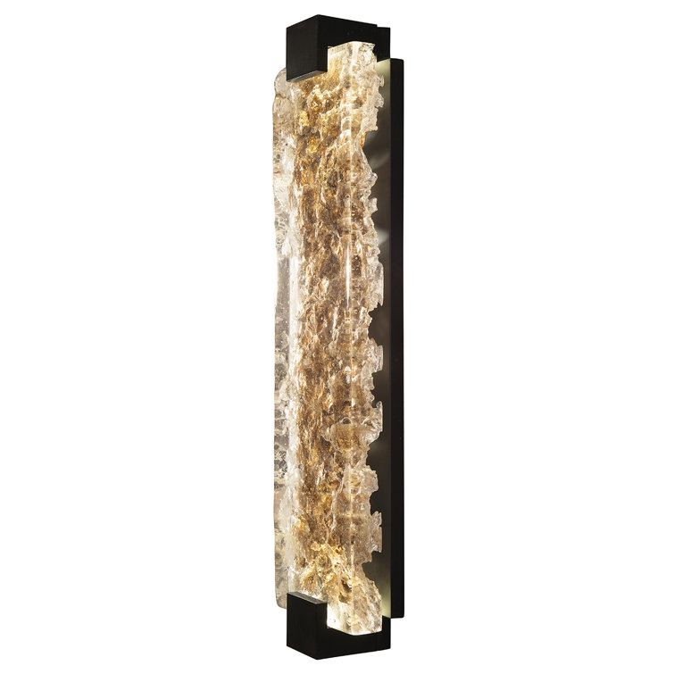 Zen Inspired Black Dimmable LED Wall Sconce with Studio Glass