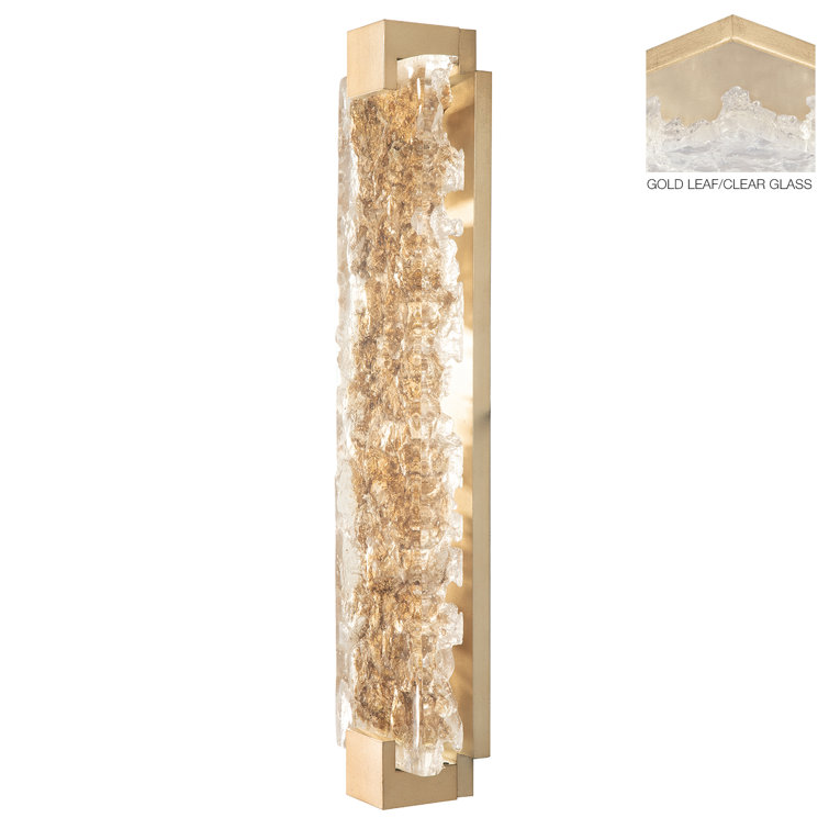 Rake Clear Gold Leaf 2-Light LED Sconce with Studio Glass
