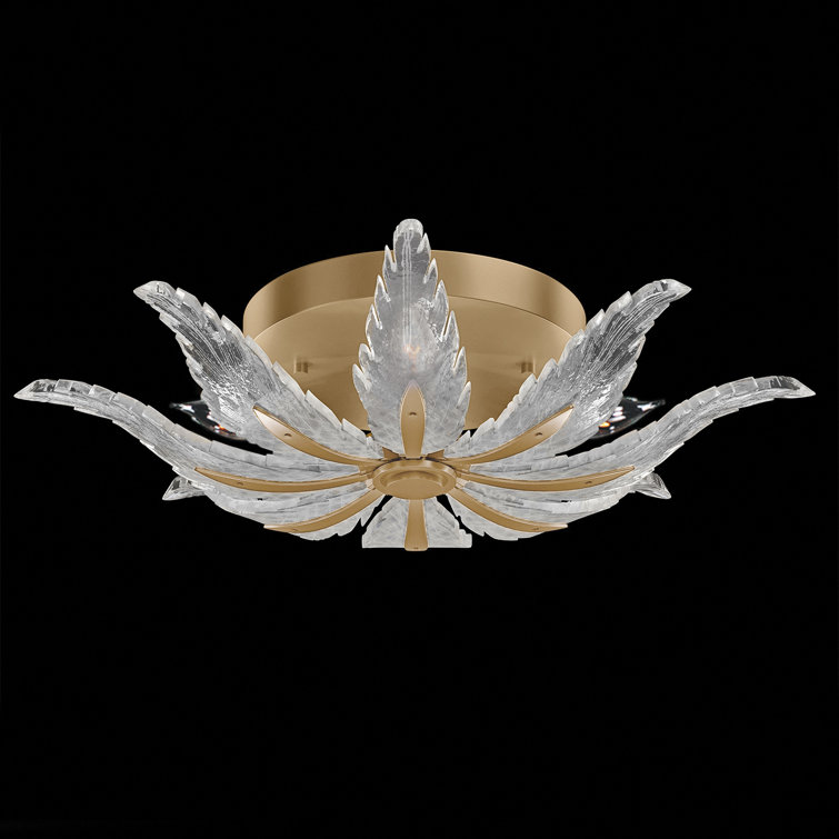 Plume Gold 28" Opaline Glass 4-Light LED Flush Mount