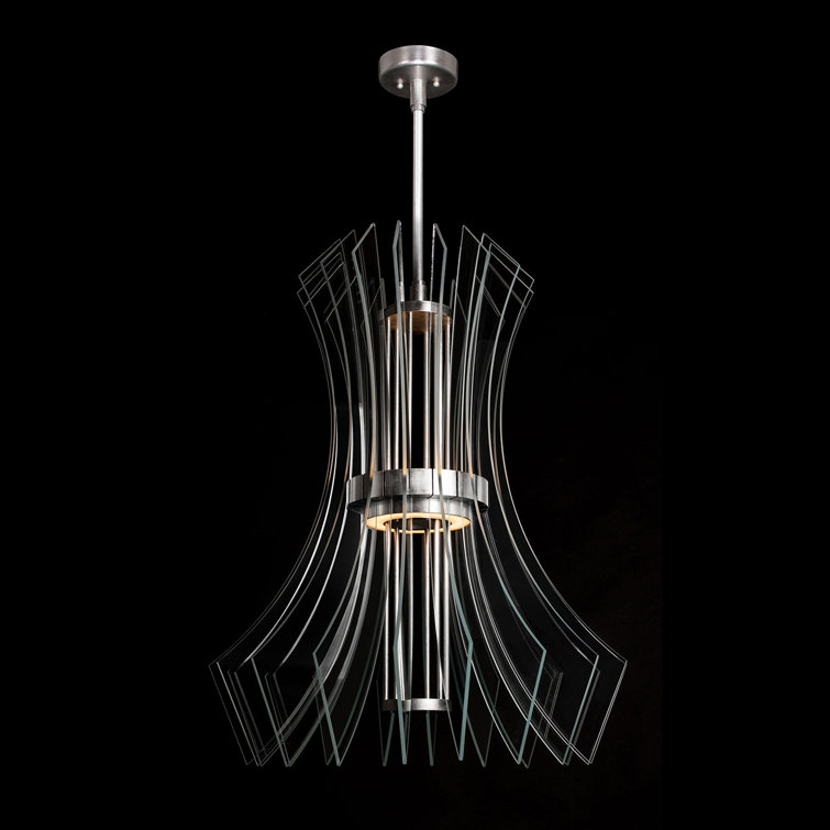Silver LED Pendant with Crystal Accents