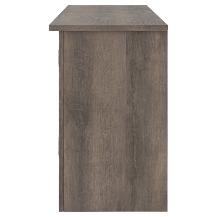 Gray 60" Transitional TV Stand with Fireplace and Cabinet