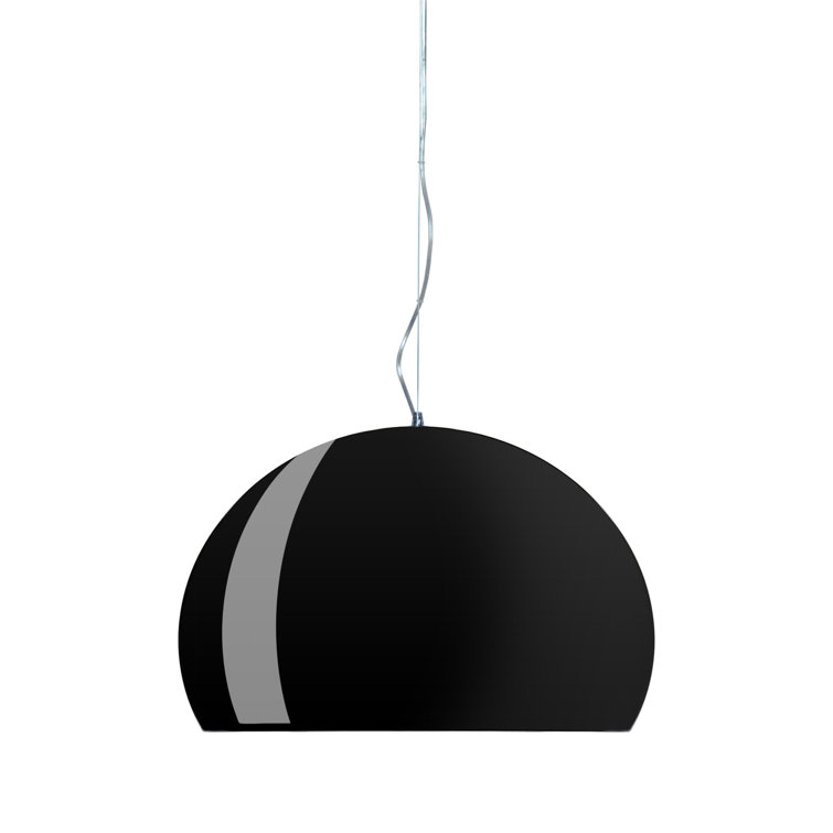 Matte Black 52cm LED Pendant Lamp with Crystal Accents