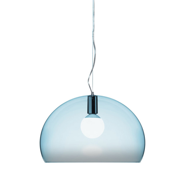 Sky Blue Dome Pendant Lamp with Multicolor Crystal Accents