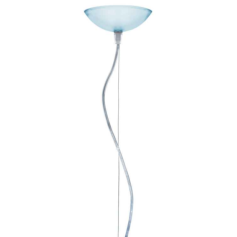 Sky Blue Dome Pendant Lamp with Multicolor Crystal Accents