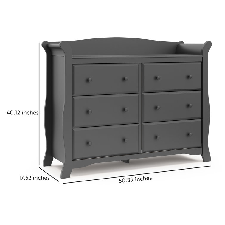 Gray Double Nursery Dresser with Six Drawers