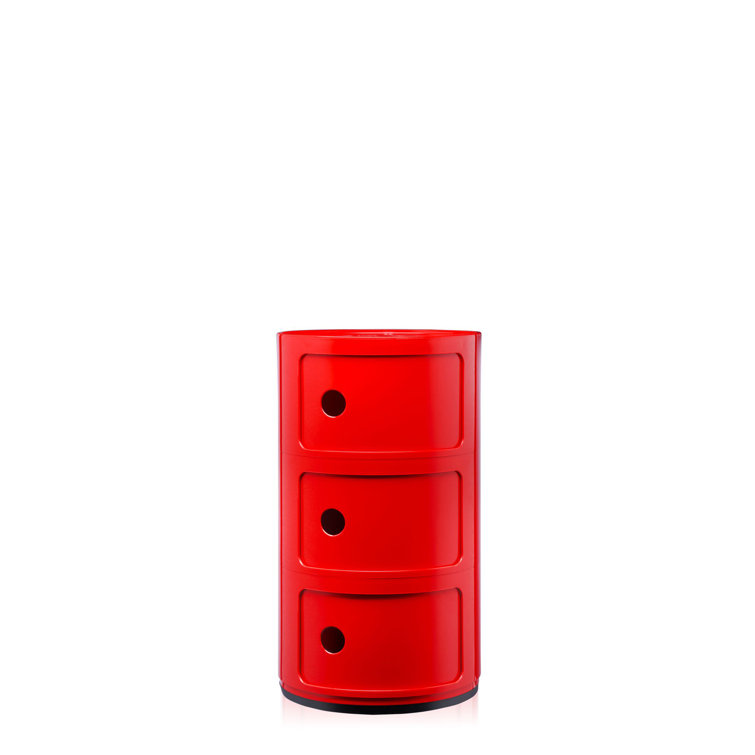 Componibili 3-Compartment Red ABS Plastic Storage Unit
