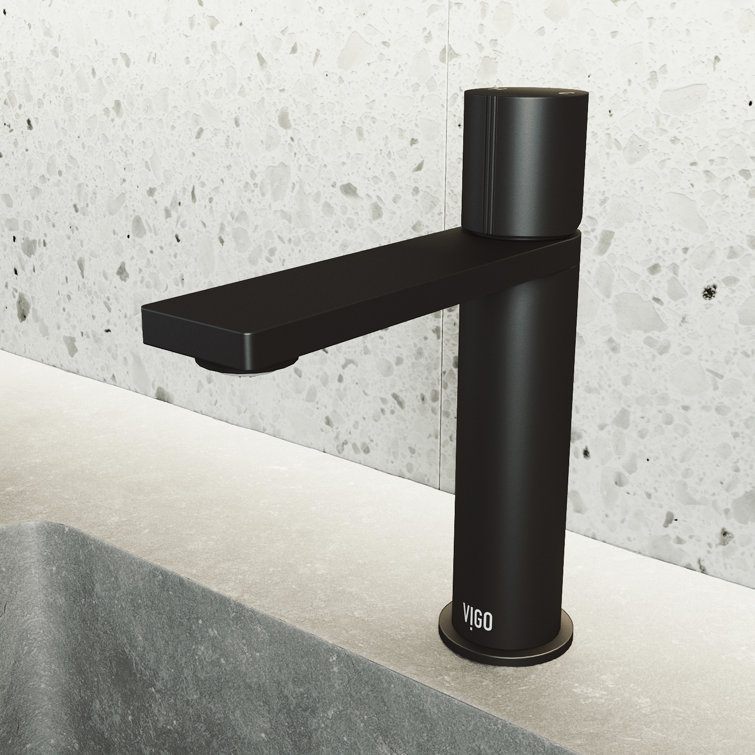 VIGO Halsey Matte Black Solid Brass Single-Hole Bathroom Faucet
