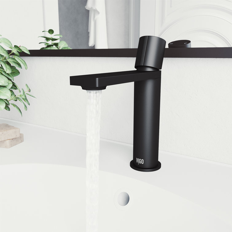 VIGO Halsey Matte Black Solid Brass Single-Hole Bathroom Faucet