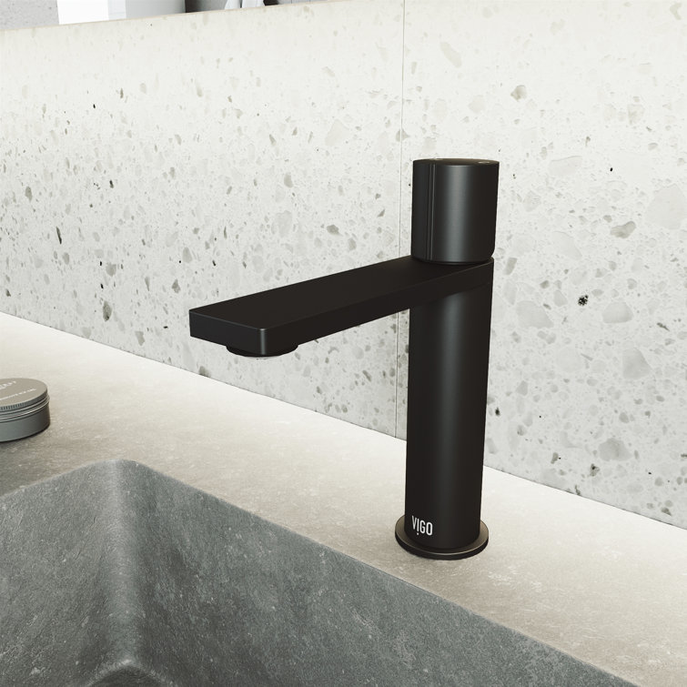 VIGO Halsey Matte Black Solid Brass Single-Hole Bathroom Faucet