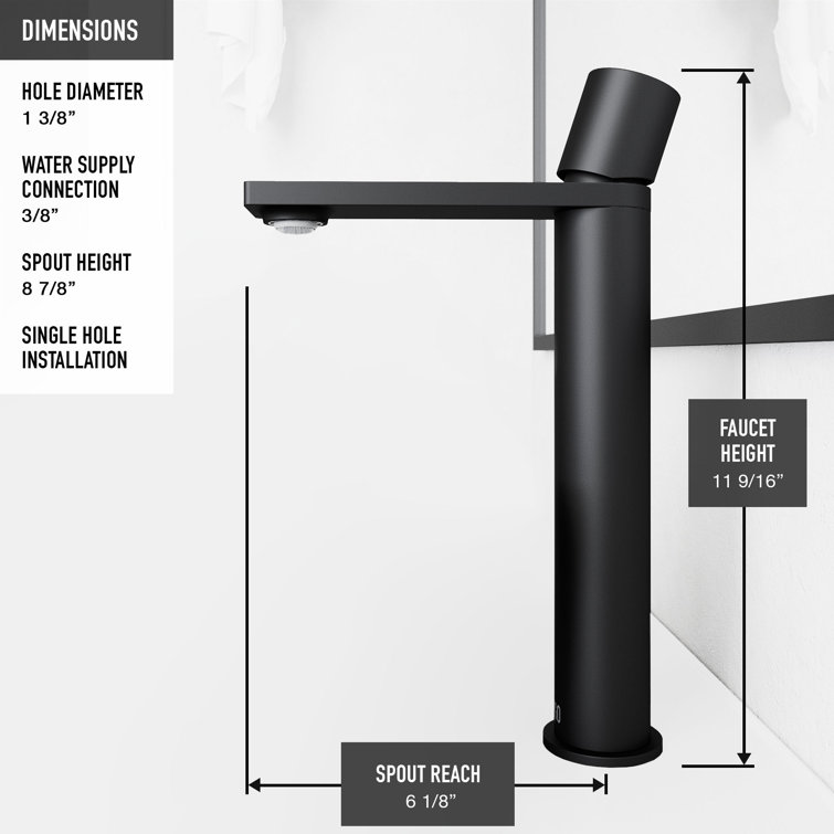Gotham Matte Black Single-Handle Vessel Bathroom Faucet