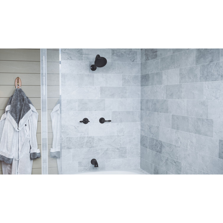 Matte Black Wall Mounted Shower Faucet Set with Valve