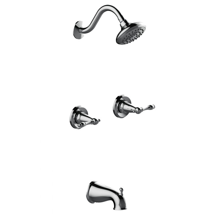 Polished Chrome Wall Mounted Bath and Shower Trim Set