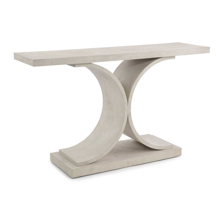 Benevento 64'' White Wood and Metal Console Table with Glass Top