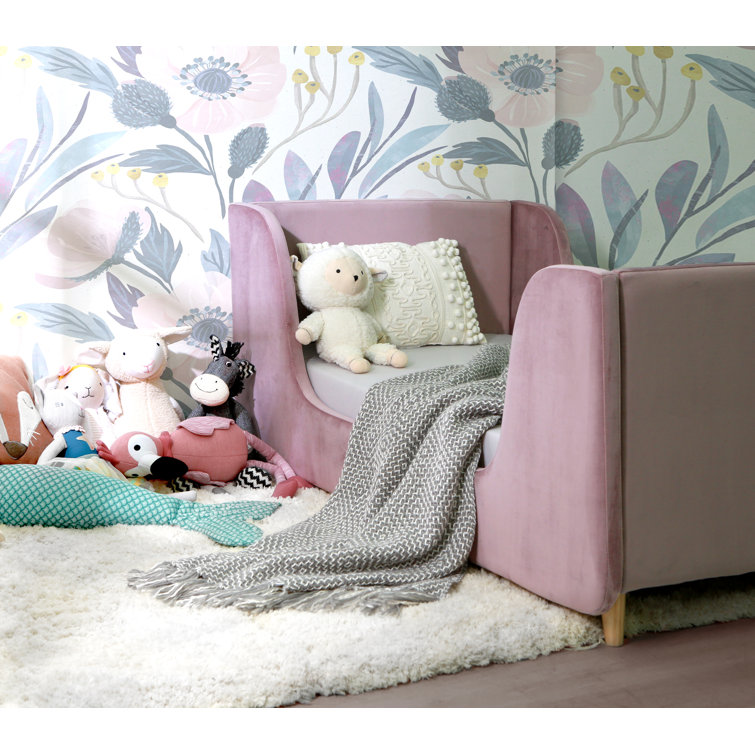 Sleek Sage Boucle Upholstered Toddler Daybed