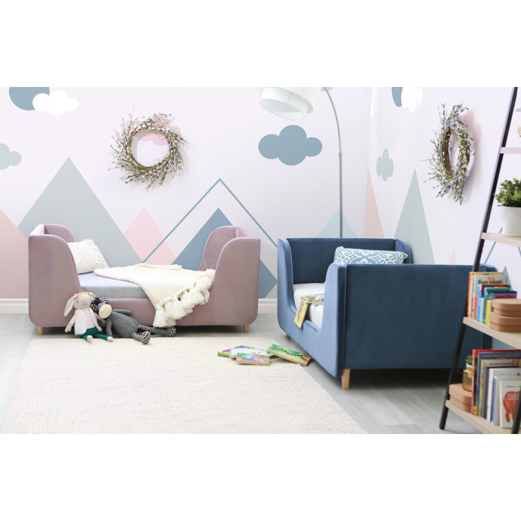 Sleek Sage Boucle Upholstered Toddler Daybed