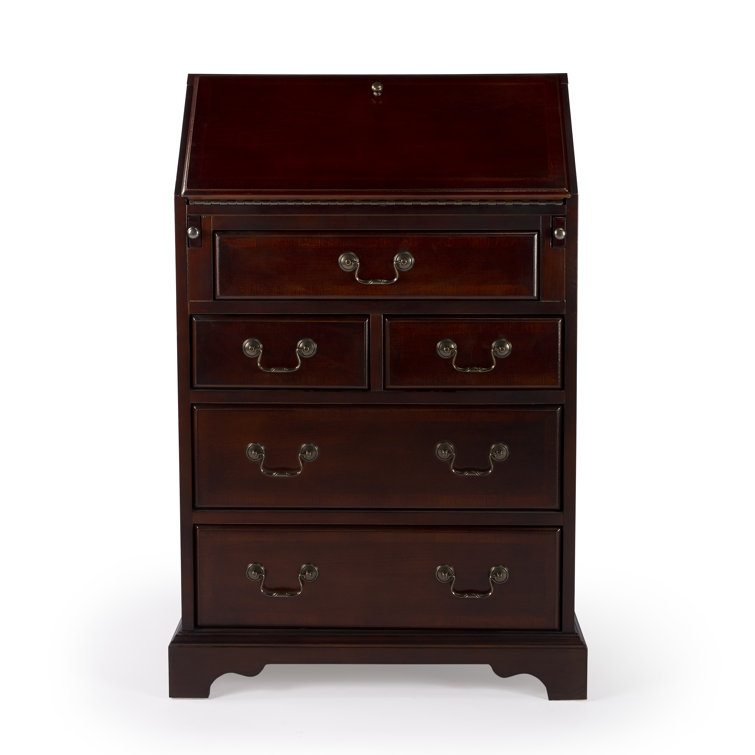Brown Wood Secretary Desk with Drop Front and Drawers