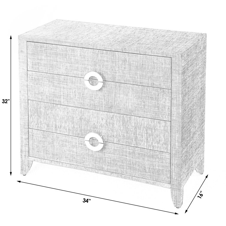 Amelle Coastal Beige Raffia 4-Drawer Accent Chest