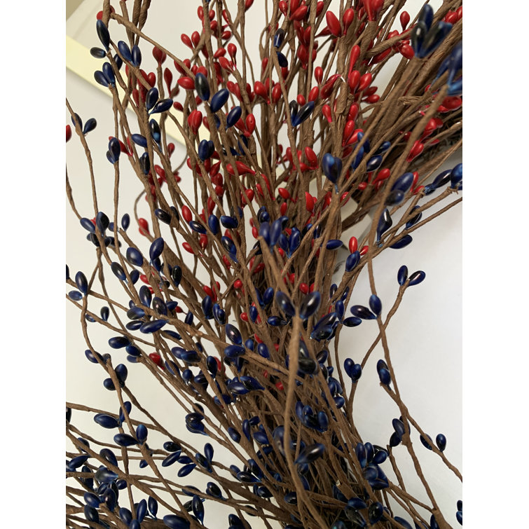 22'' Handcrafted Faux Grapevine Wreath with Blue, Red, and White Berries