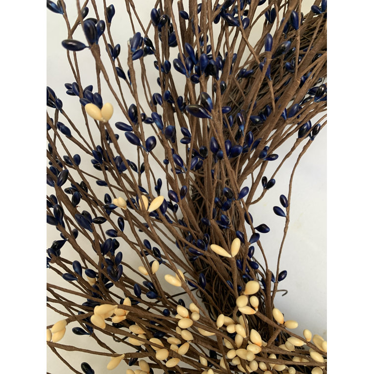 22'' Handcrafted Faux Grapevine Wreath with Blue, Red, and White Berries
