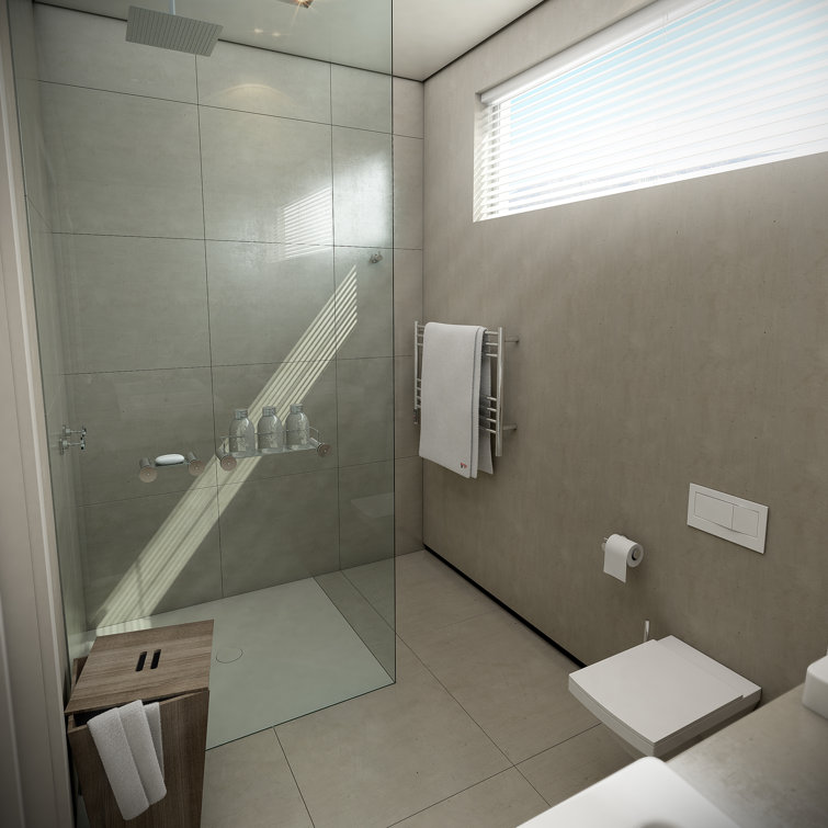 Polished Stainless Steel 32" Heated Towel Rack with Rotary Controller