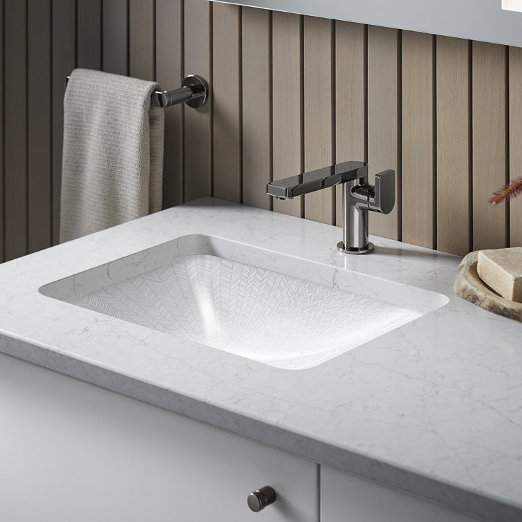 Sartorial Herringbone Caxton 15.5" White Ceramic Undermount Bathroom Sink