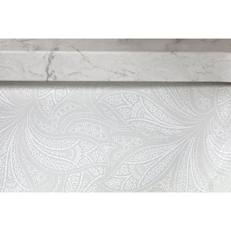 White Ceramic Paisley Pattern Undermount Bathroom Sink