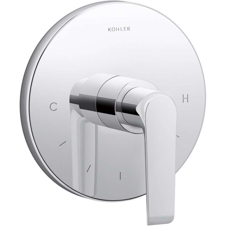 Polished Chrome Thermostatic Valve Trim with Lever Handle