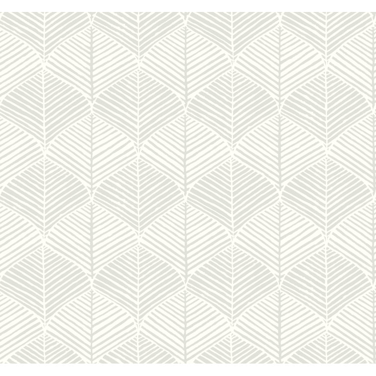 White and Gray Embossed Palm Thatch Wallpaper