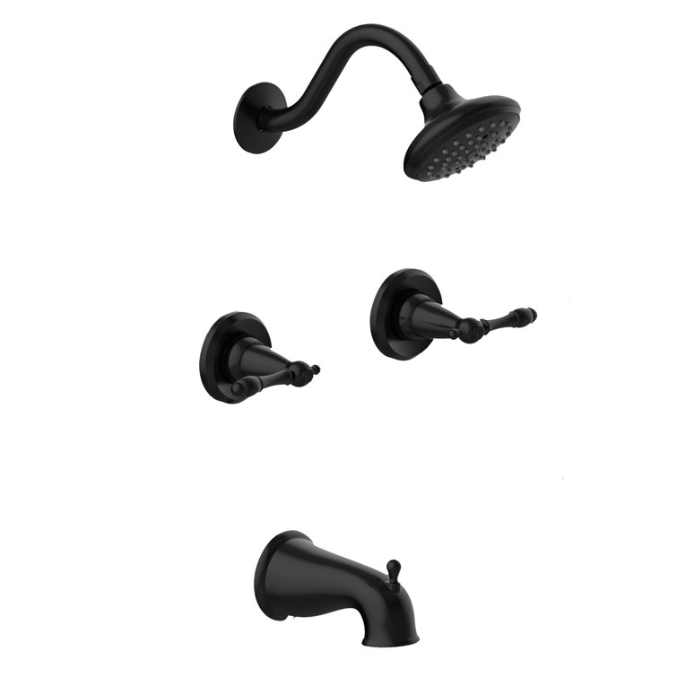 Matte Black Wall Mounted Shower Faucet Set with Valve