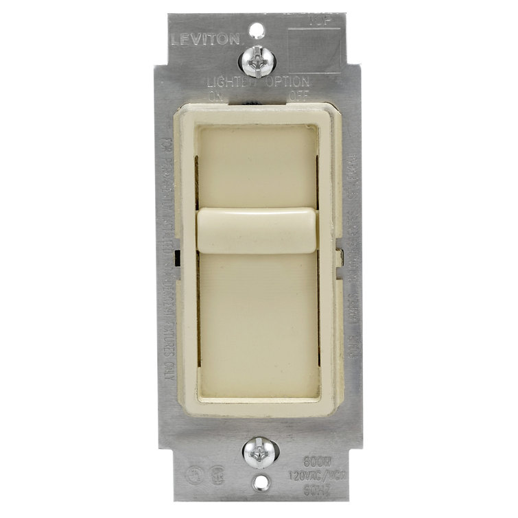 Ivory Single Pole Slide Dimmer Switch for LED and Incandescent Bulbs