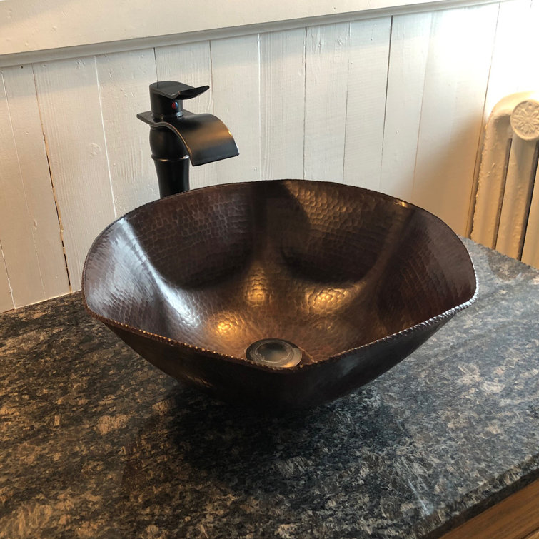 Antique Copper Hammered Vessel Sink for Above-counter Installation