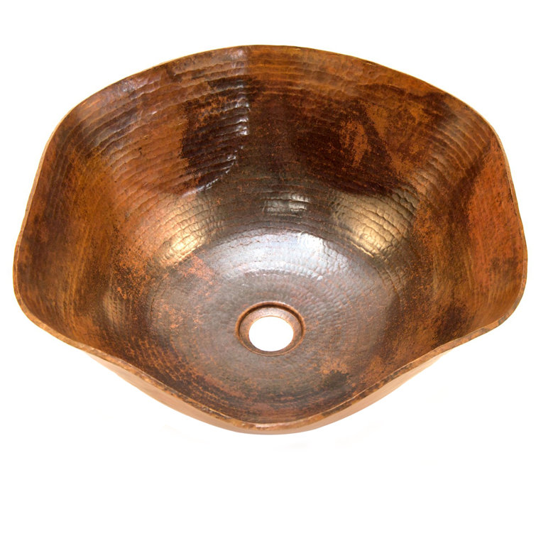 Andulusia 16'' Natural Copper Pentagon Bathroom Vessel Sink