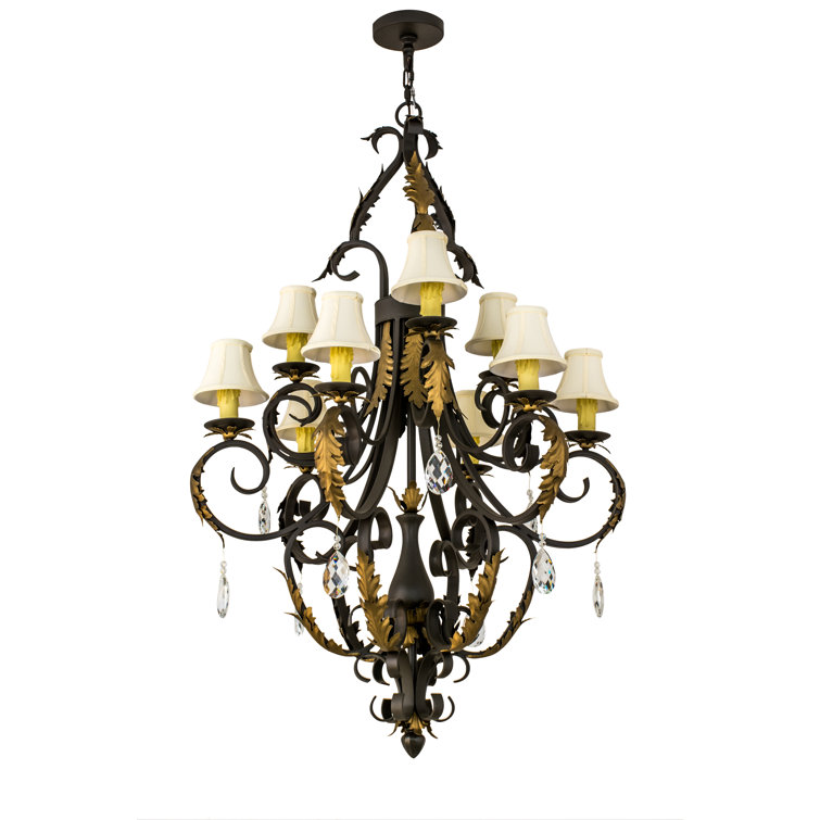 Ingrid Timeless Bronze 9-Light Chandelier with Cream Trumpet Shades