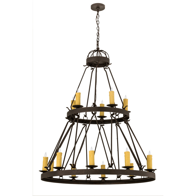 Bronze Two-Tier 15-Light Faux Candle Chandelier