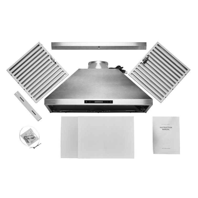 36'' Stainless Steel Convertible Wall Mount Range Hood with Charcoal Filter