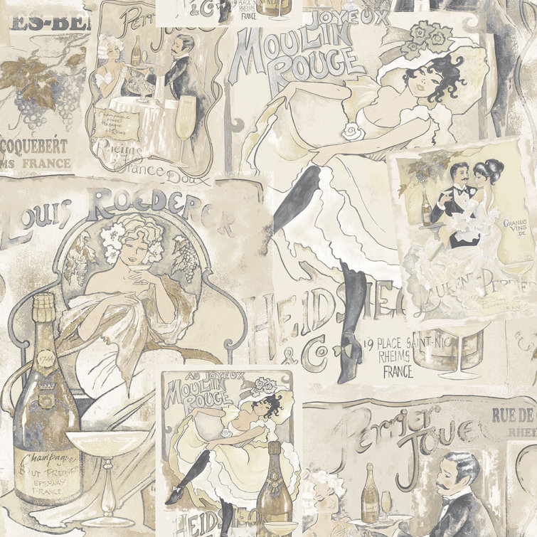 Nostalgie Champagne Posters 32.81' L x 20.87" W Smooth Wallpaper Roll