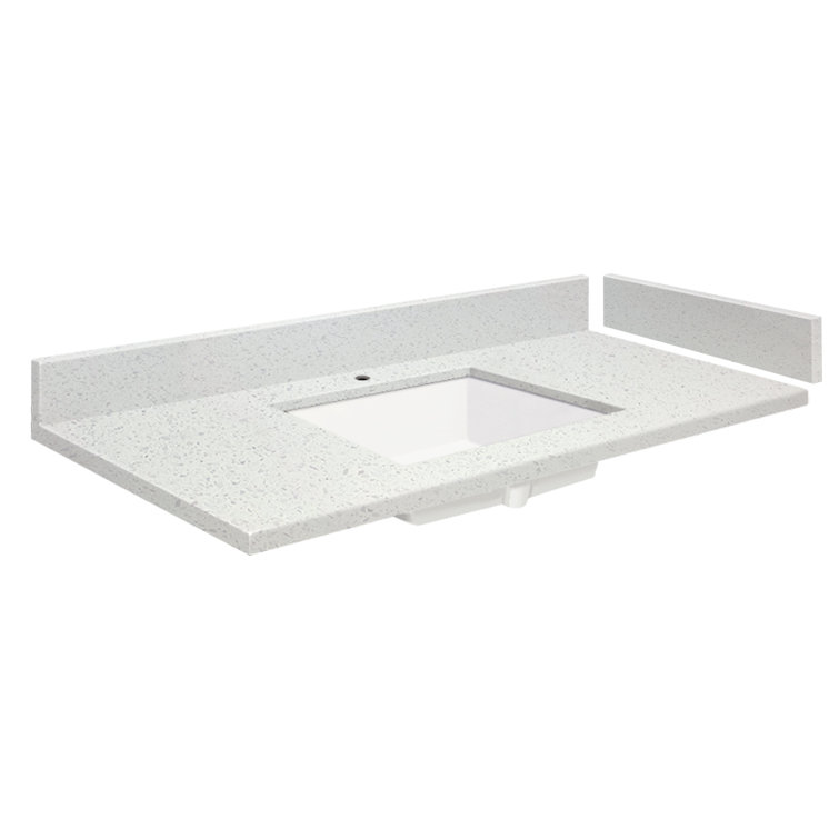 43'' Milan White Quartz Single Bathroom Vanity Top with Sink