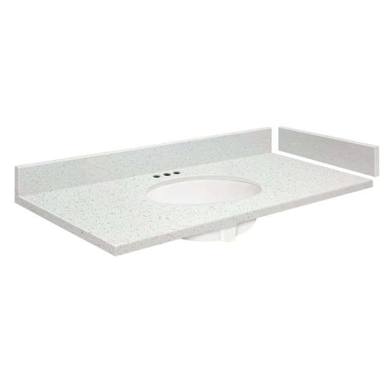 Milan White 25.25'' Quartz Single Bathroom Vanity Top with Sink