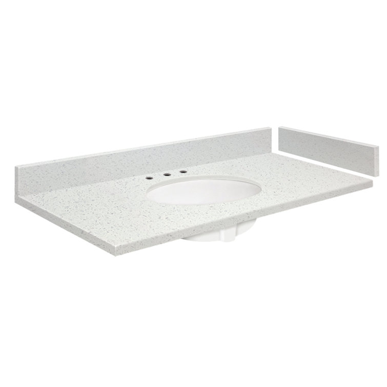 Milan White Quartz 43'' Single Bathroom Vanity Top with Oval Sink