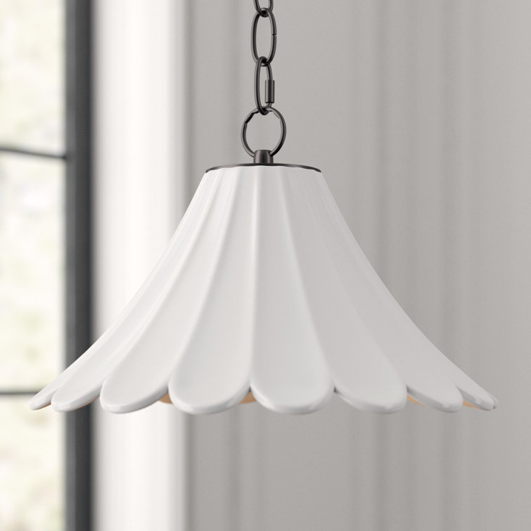 White Ceramic Scallop Empire Shade Pendant Light