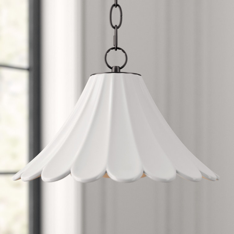 White Ceramic Scallop Empire Shade Pendant Light