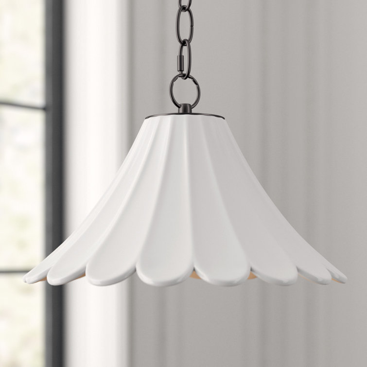 White Ceramic Scallop Empire Shade Pendant Light