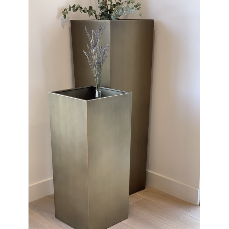 White Tapered Metal Pedestal Planter Stand