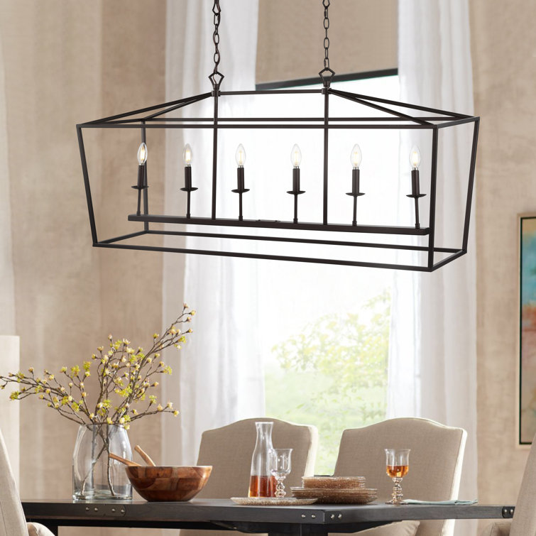 Pagoda 49" Oil Rubbed Bronze LED 6-Light Farmhouse Lantern Pendant
