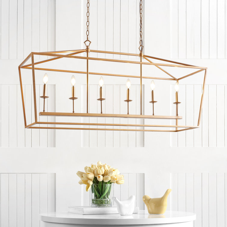 Pagoda 49" Antique Gold Lantern LED Pendant with Adjustable Chain