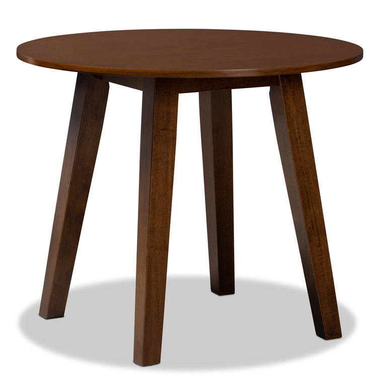 Walnut Brown Round Wood Dining Table for Four