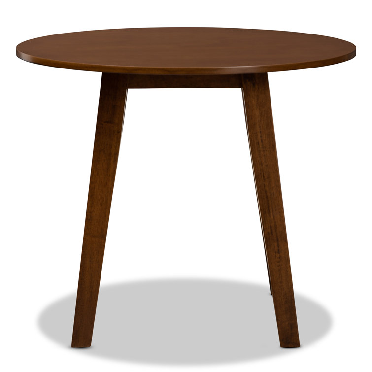 Walnut Brown Round Wood Dining Table for Four