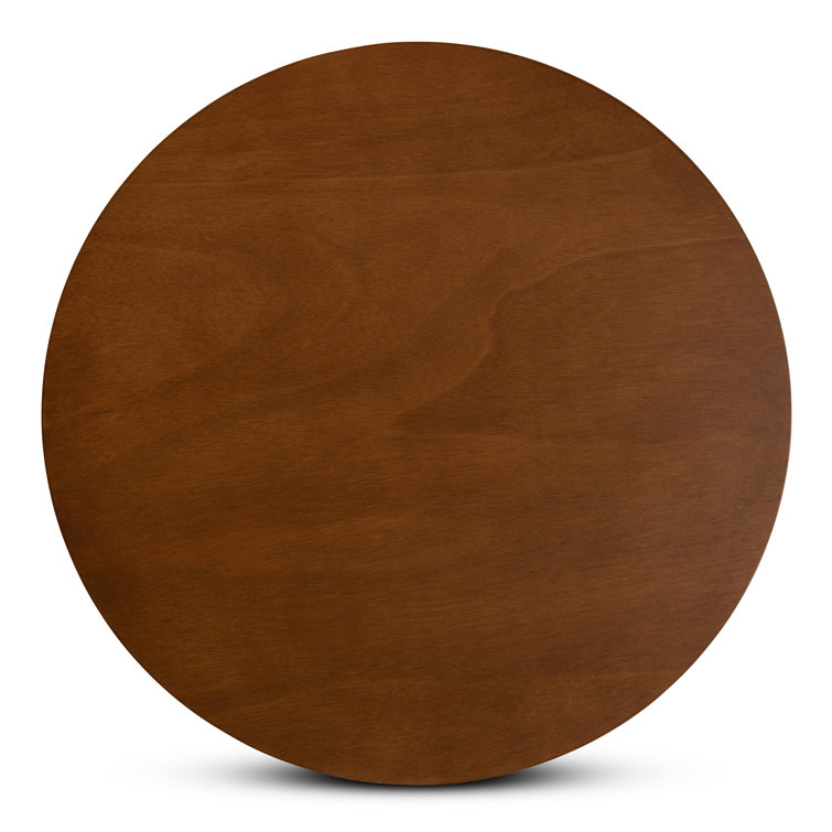Walnut Brown Round Wood Dining Table for Four