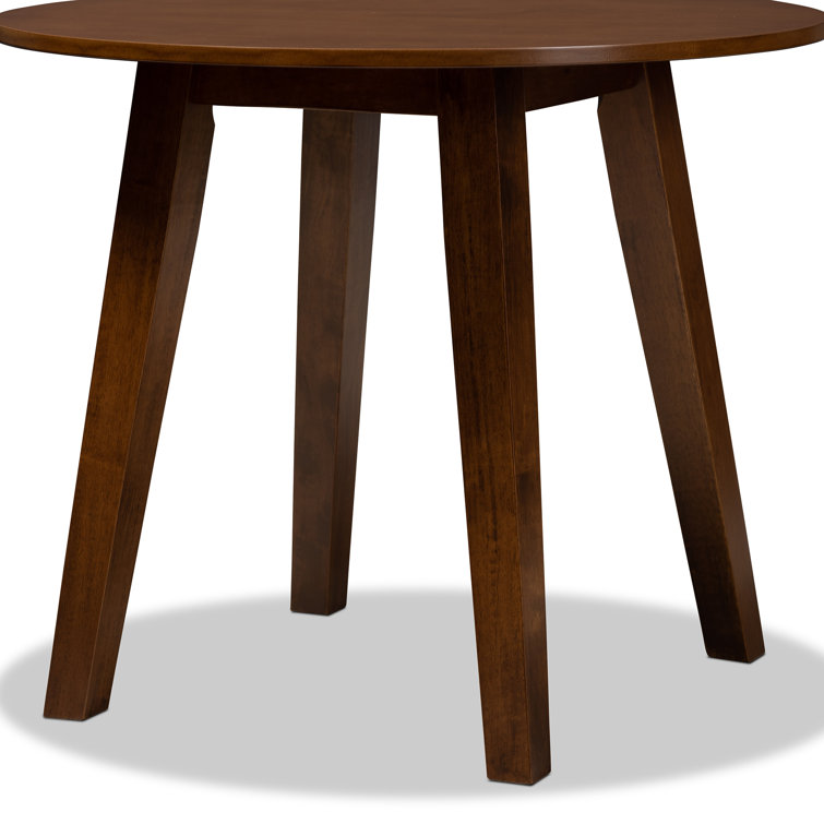 Walnut Brown Round Wood Dining Table for Four